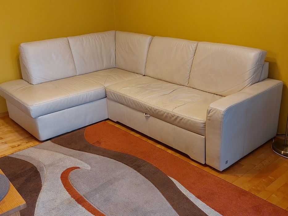 Narożnik beżowy skóra