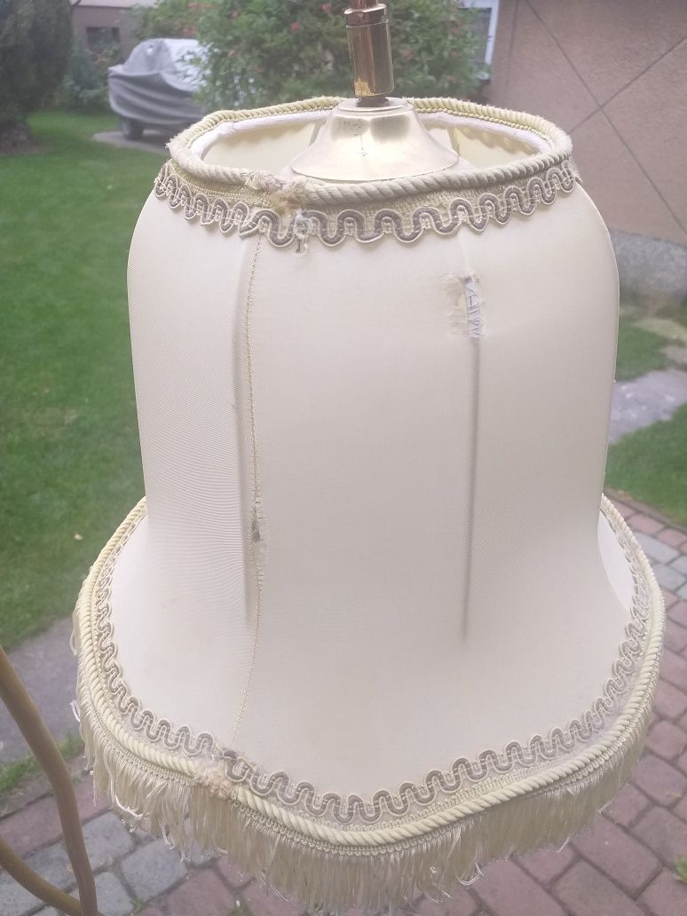 Lampa podłogowa mosiężna z abażurem