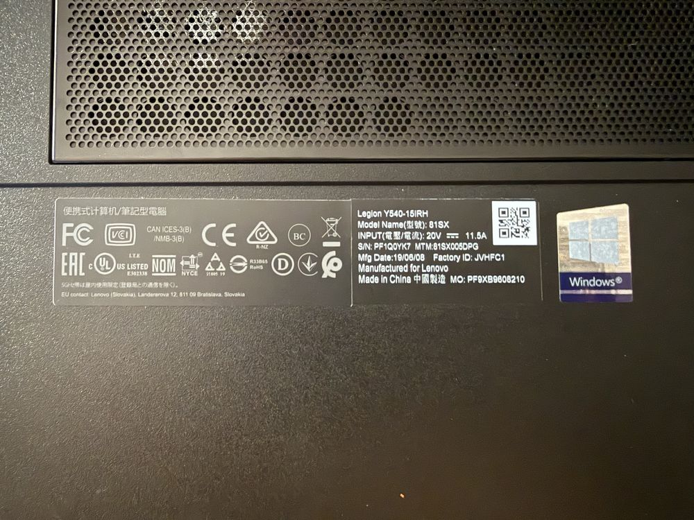 Portátil Gaming Lenovo Legion Y540-15IRH