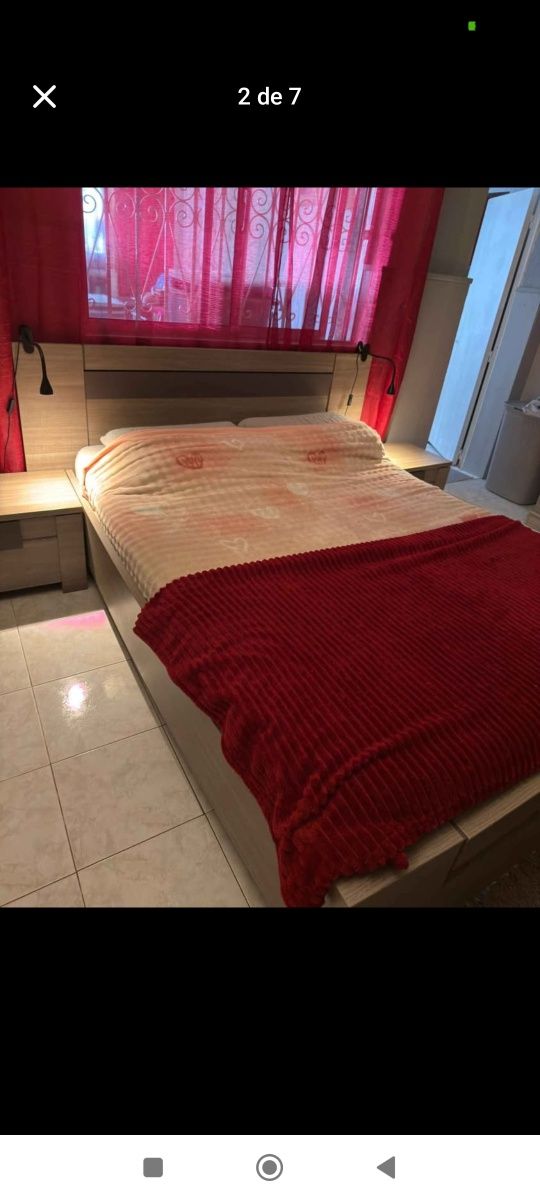 Quarto Casal - Cama, 2 mesas de cabeceira, estrado e colchão