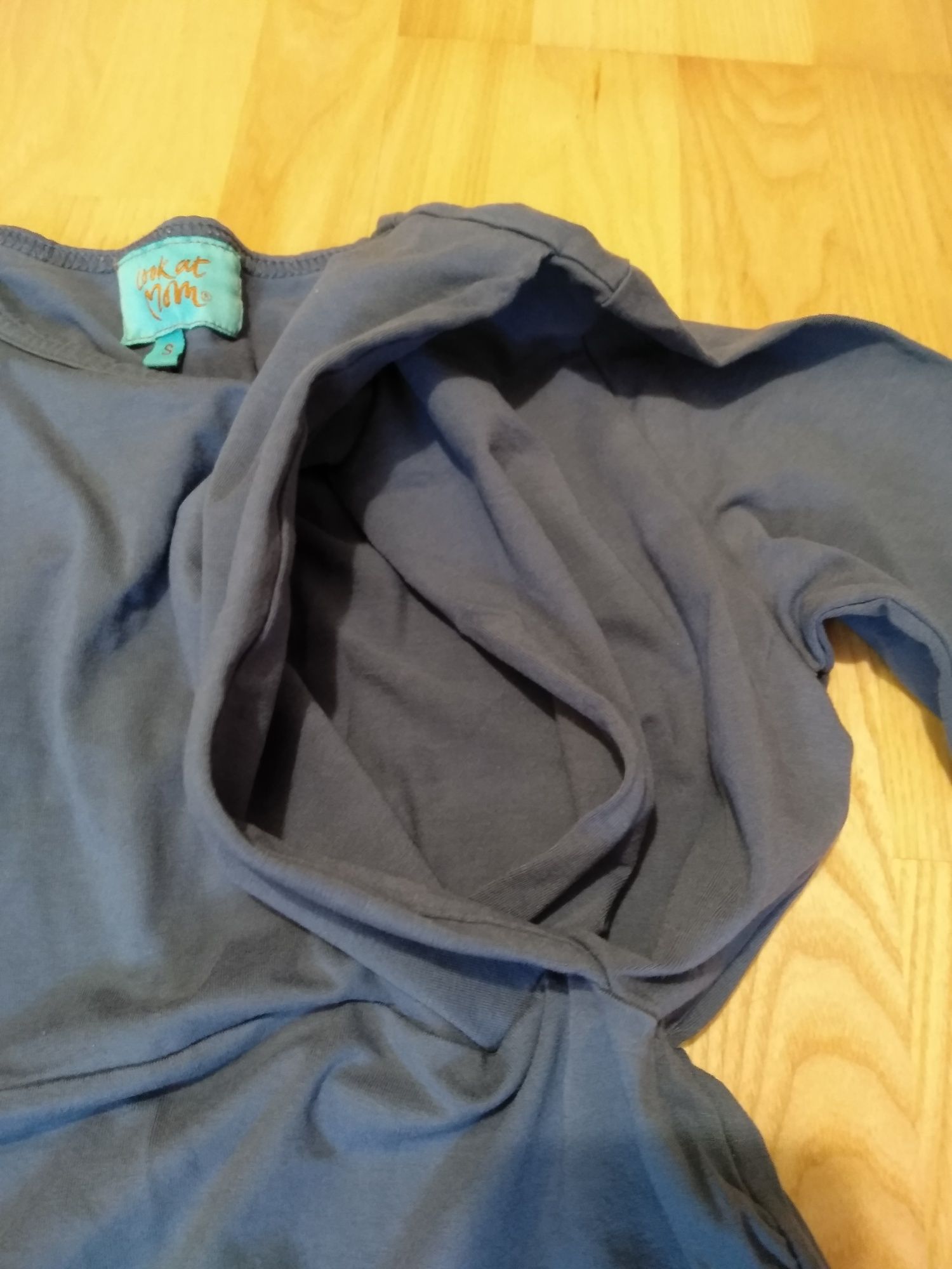 Wygodna bawełniana bluzka do karmienia S niebieska