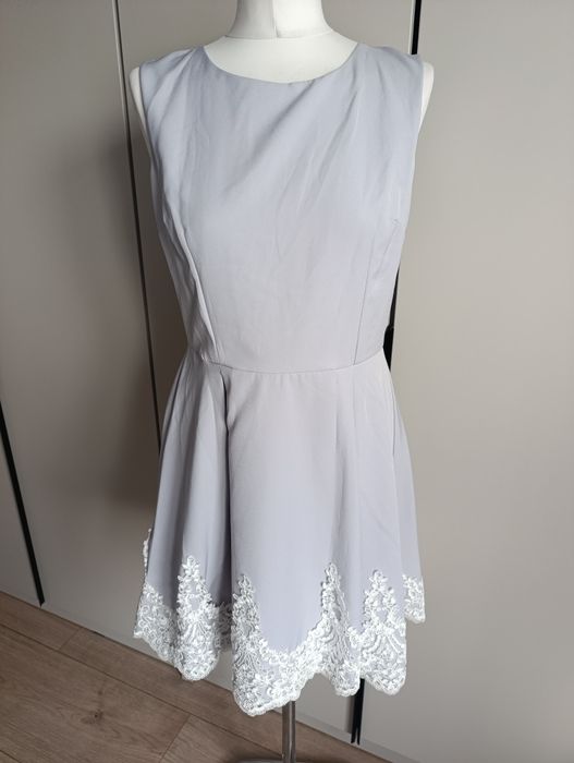 Sukienka szara z koronką wesele sylwester karnawał