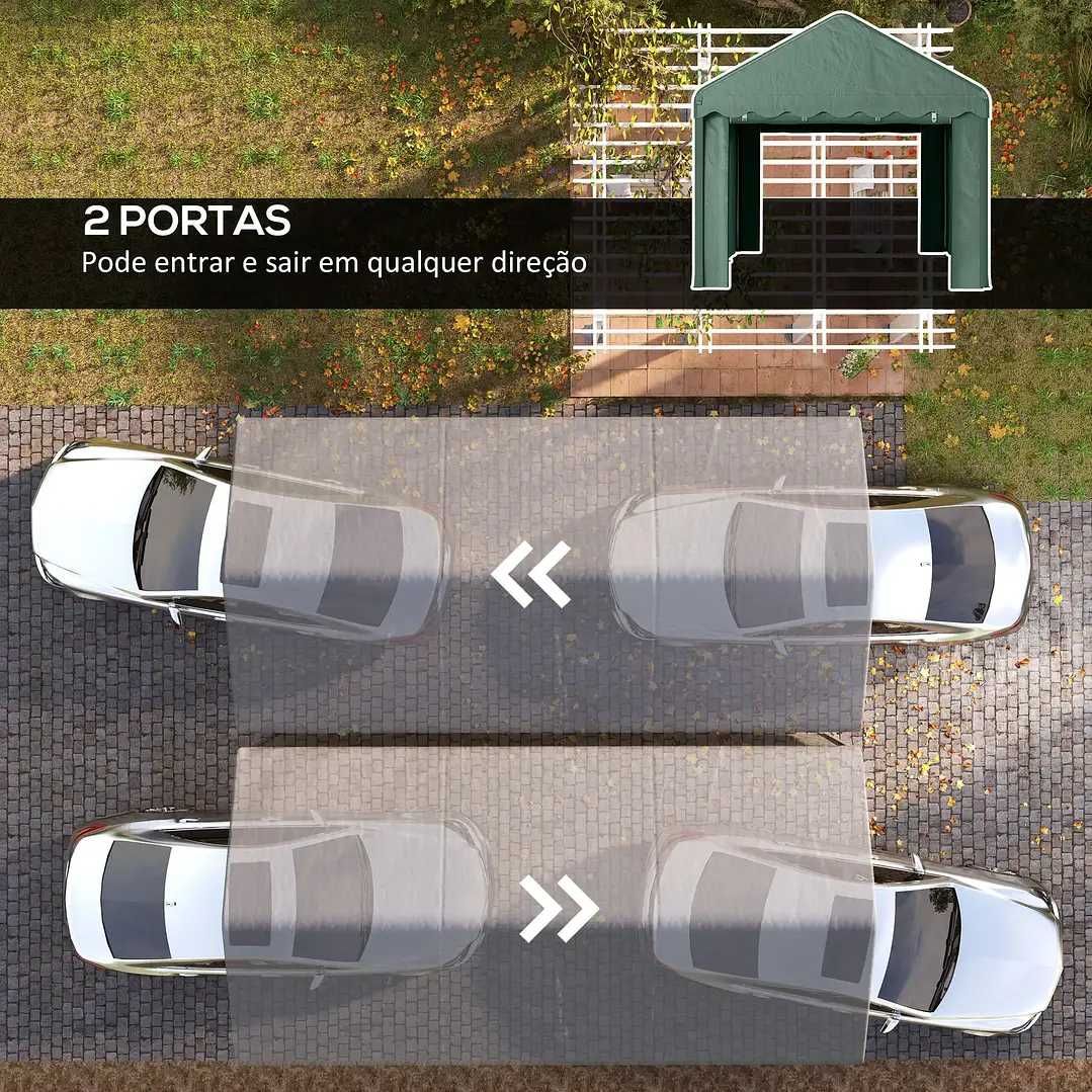 Tenda Garagem 6x3 m Portátil Anti-UV