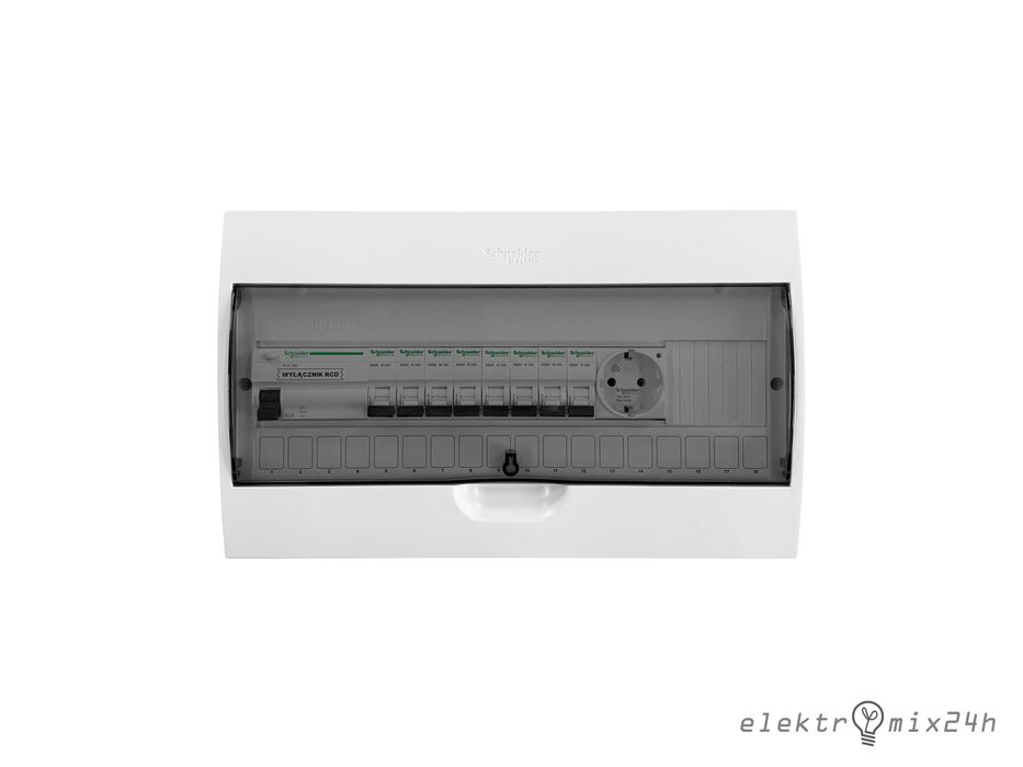 Rozdzielnica natynkowa z gniazdem 230V zabezpieczona gotowa 18 modułów