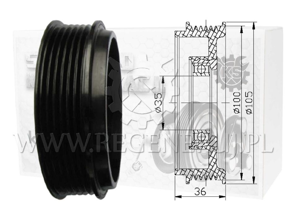 SPRZĘGŁO Sprężarki Klimatyzacji DENSO 7SEU16C 6PK 100MM 35x52x12