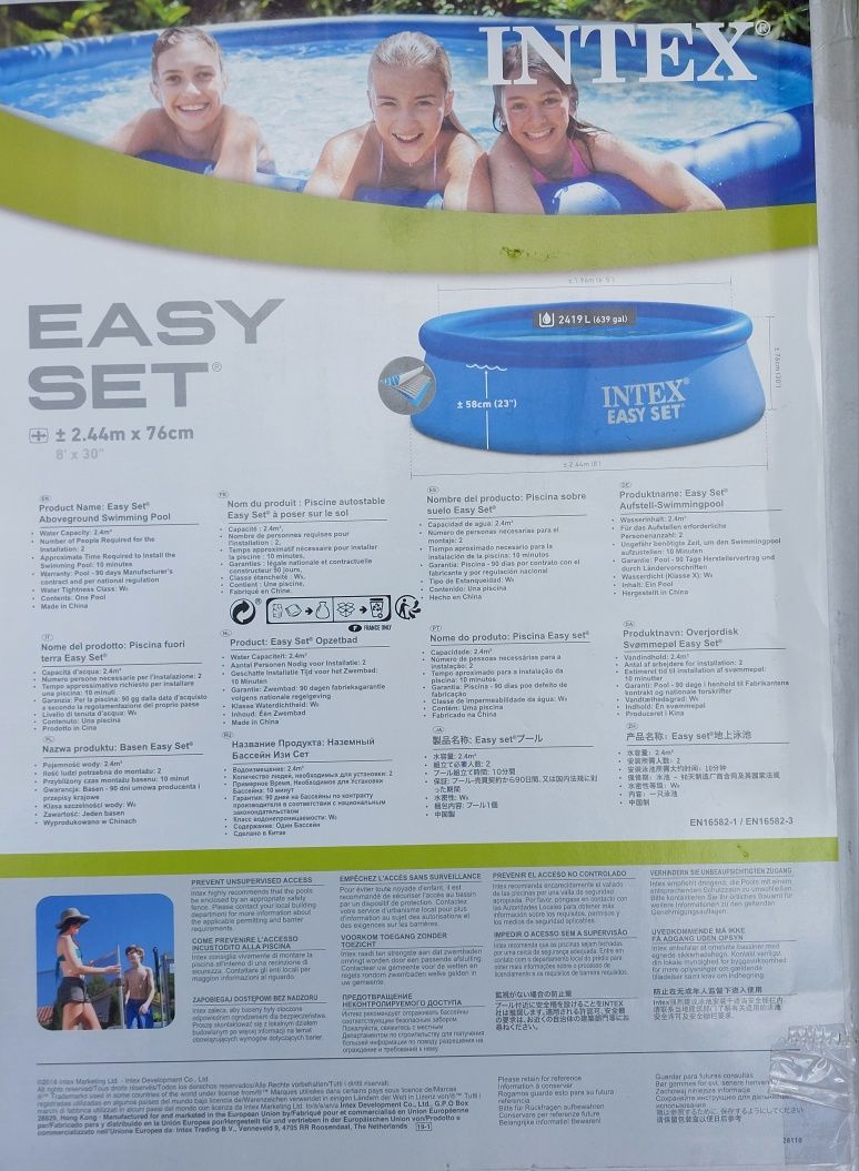 Basen ogrodowy rozporowy Intex 244x76 z pompą filtrującą i pokrowcem