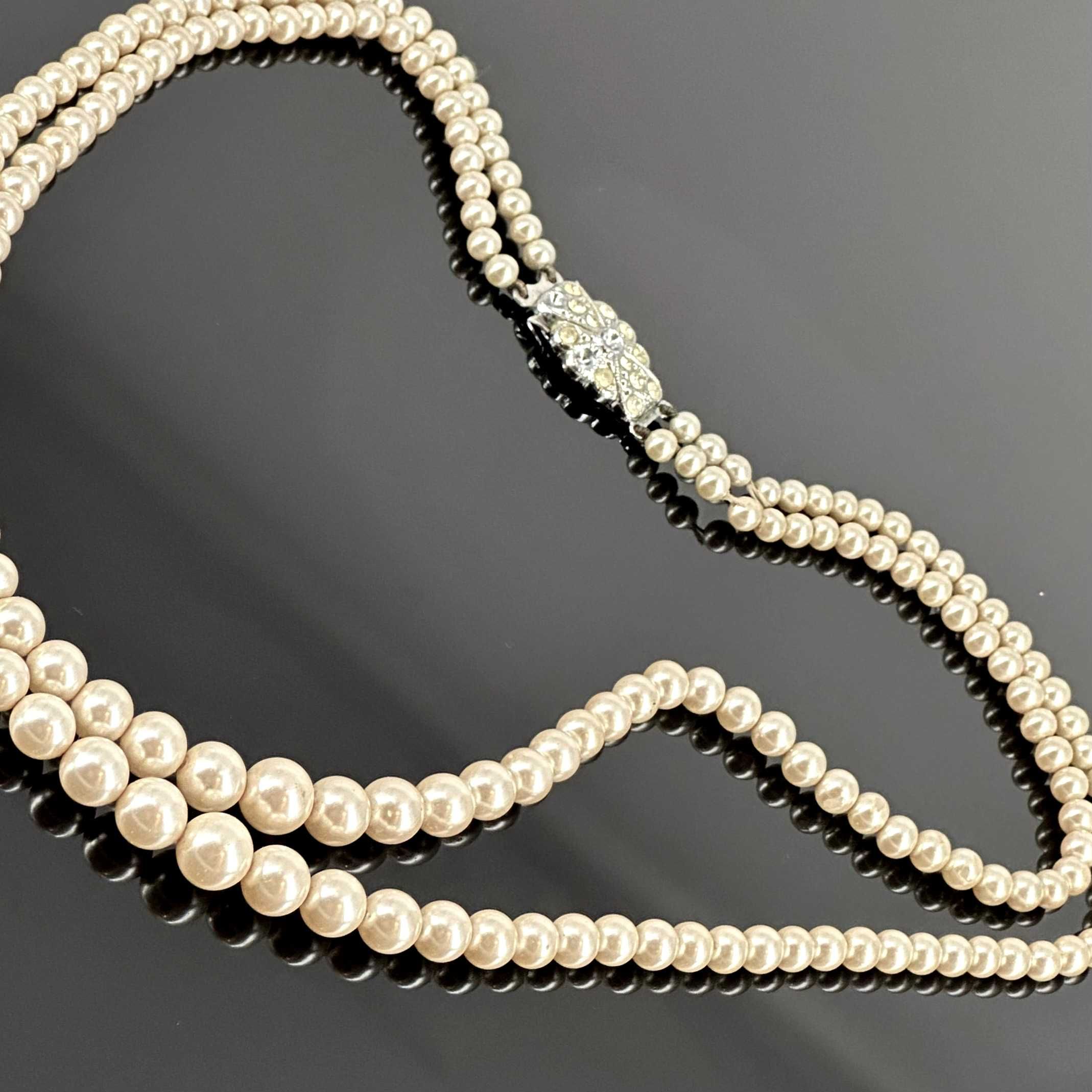 Naszyjnik dwurzędowy z perłami - waga 38,12g