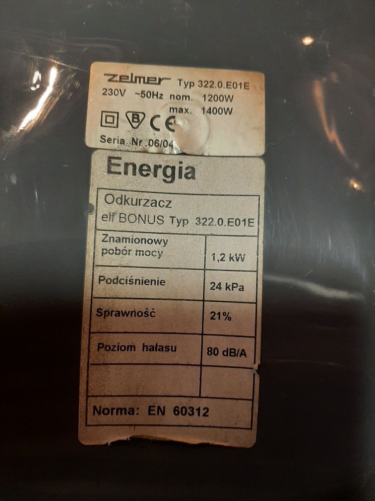 Odkurzacz zelmer Elf Bonus z płynną regulacją 1400 watt sprawny mocny