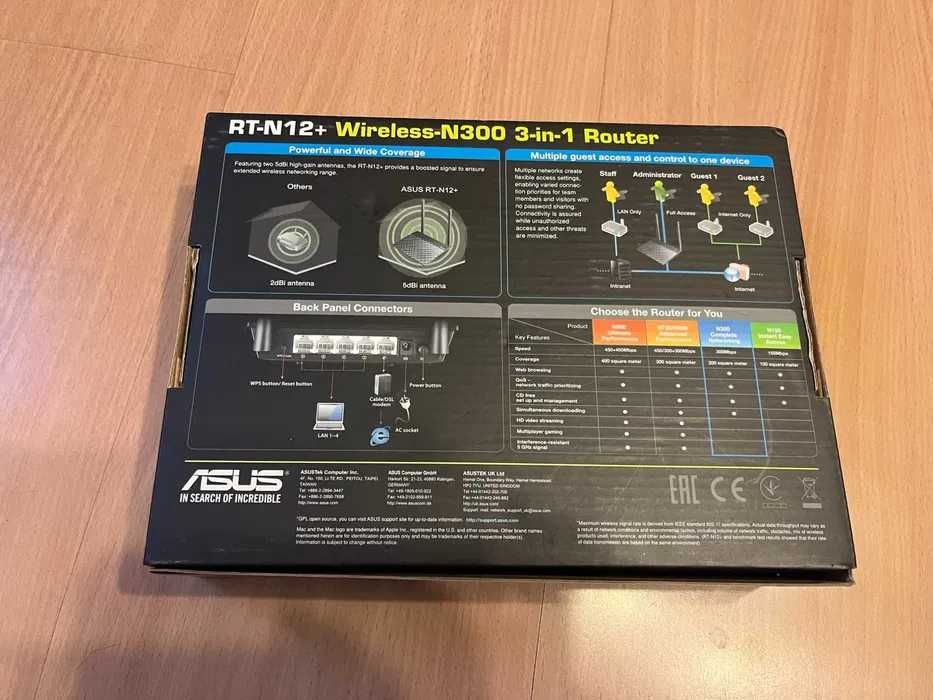 RT-N12+ Wireless N300 3-in-1 Router Asus z zasilaczem