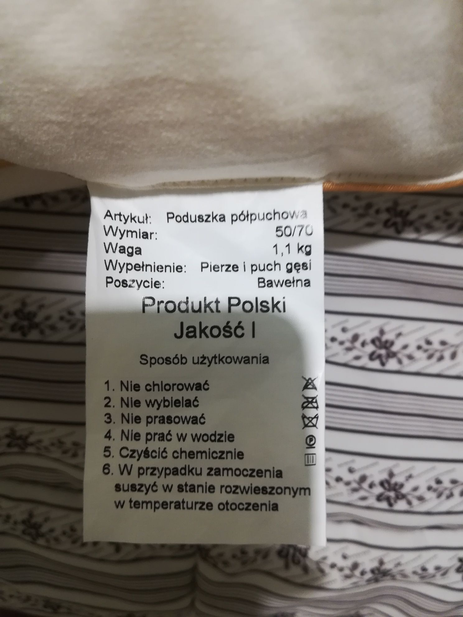 Poduszka 50x70 Polpuch Gęsi nowa 1100g