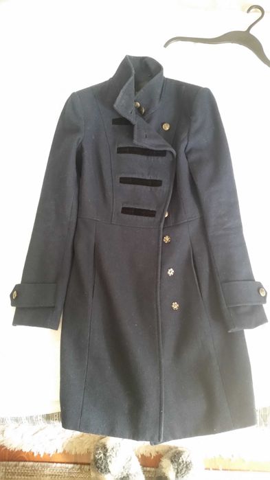 Ciemny granat płaszcz styl militarny top secret xs 34