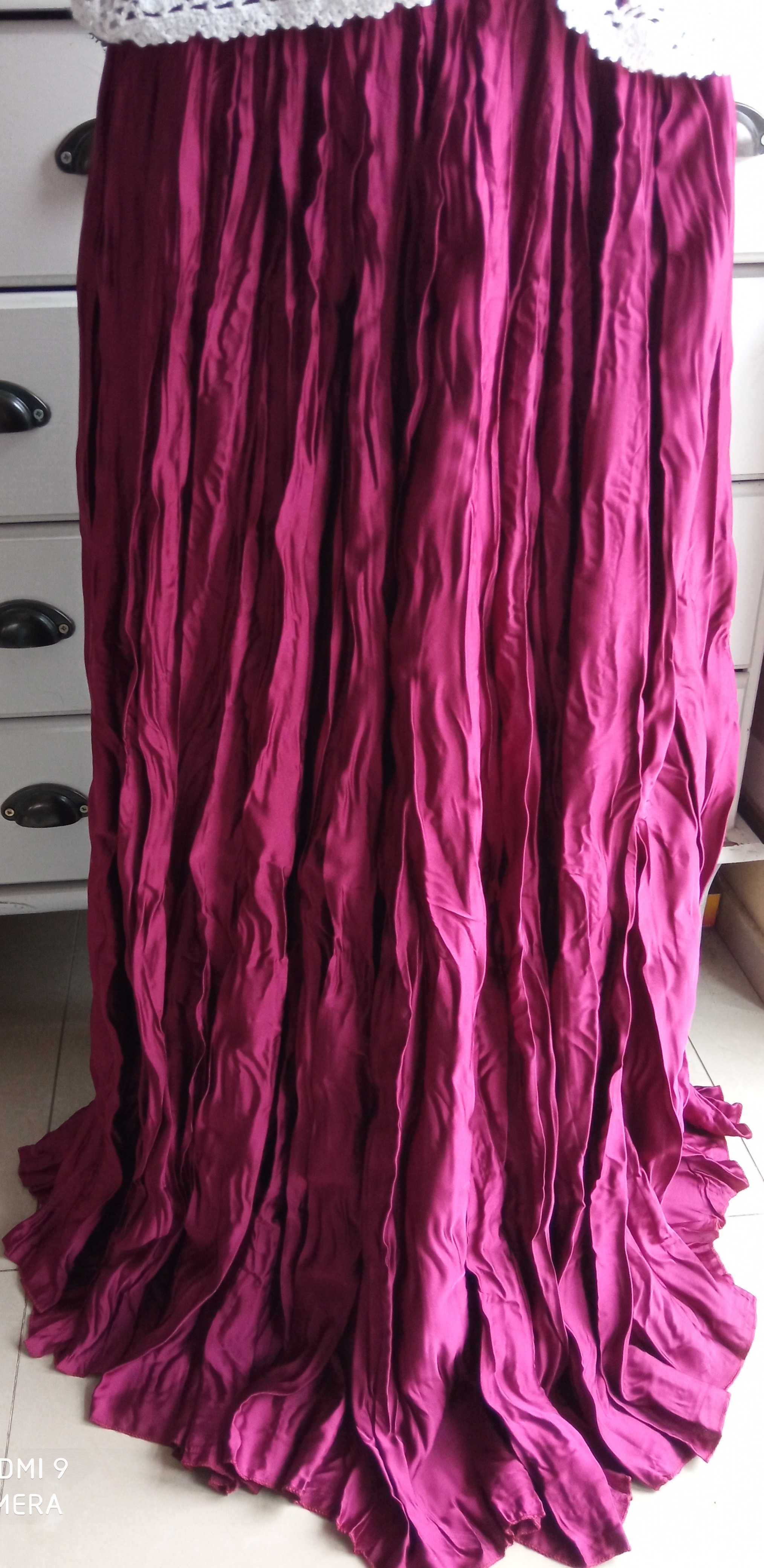New Collection Italy burgund  spódnica rozkloszowana maxi pas 64-106cm