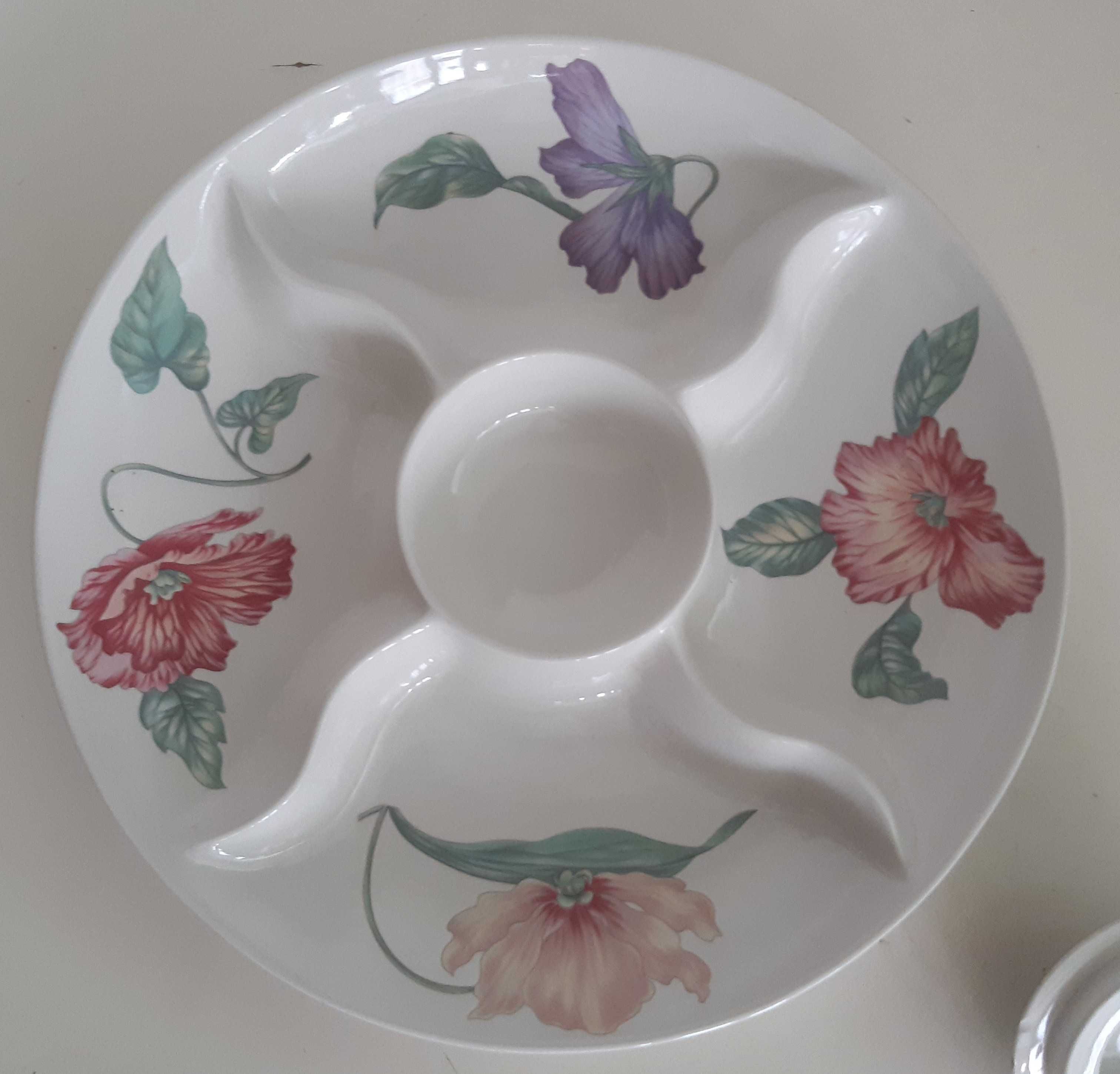 Retro Vintage Antigo Grande Prato Porcelana c/ Divisórias e Tampa