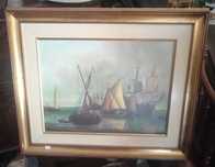 Quadro pintado a óleo em tela " Barcos"
