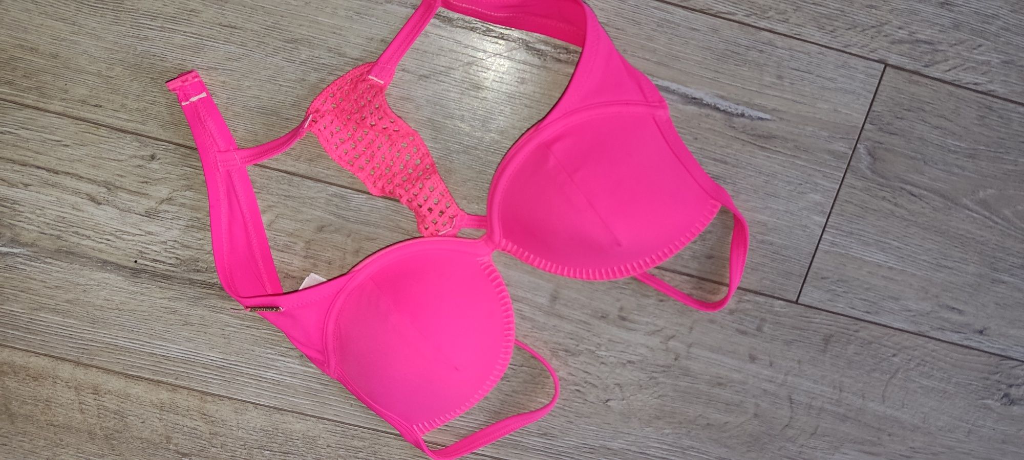 Góra od bikini stanik nowy new yorker xd 34 75a ażurowy neonowy róż