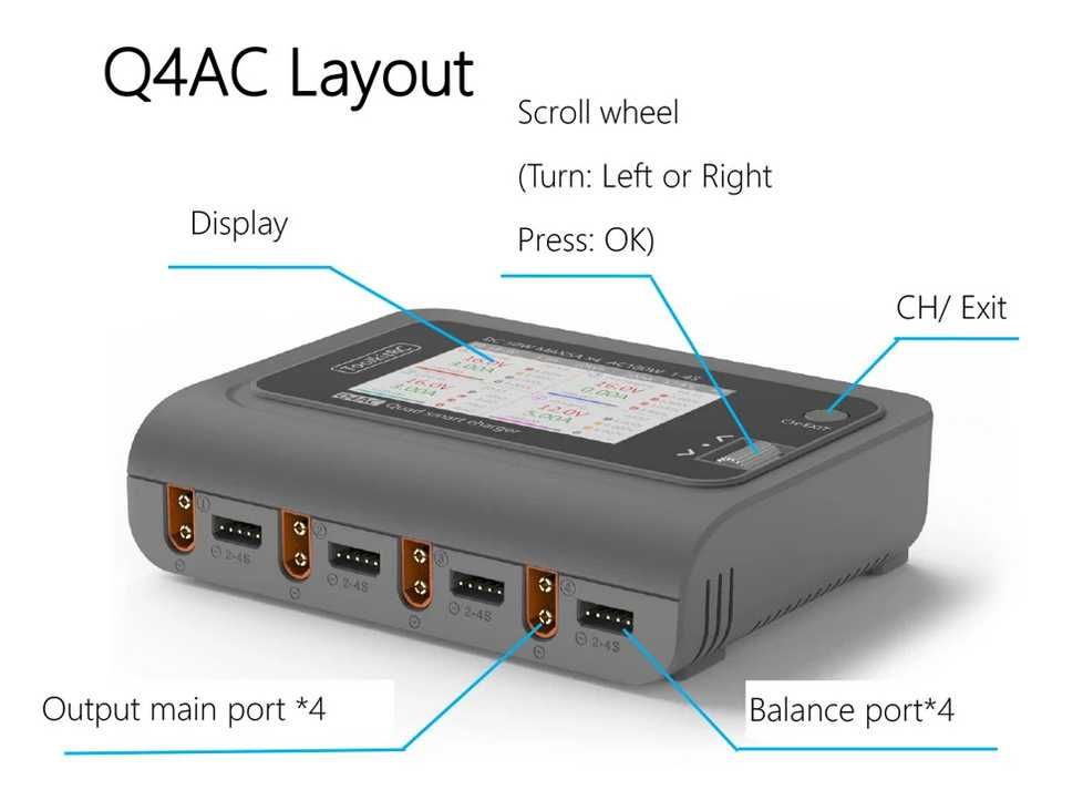 Новое четырёхканальное зарядное устройство ToolkitRC Q4AC (XT60)