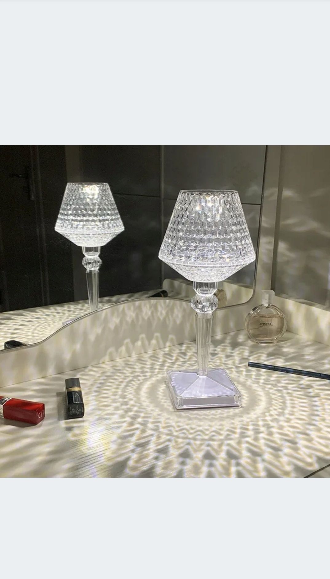 Lampka Nocna LED Kryształowa Lampa Dotykowa Lampa Ozdobna LED USB 26cm
