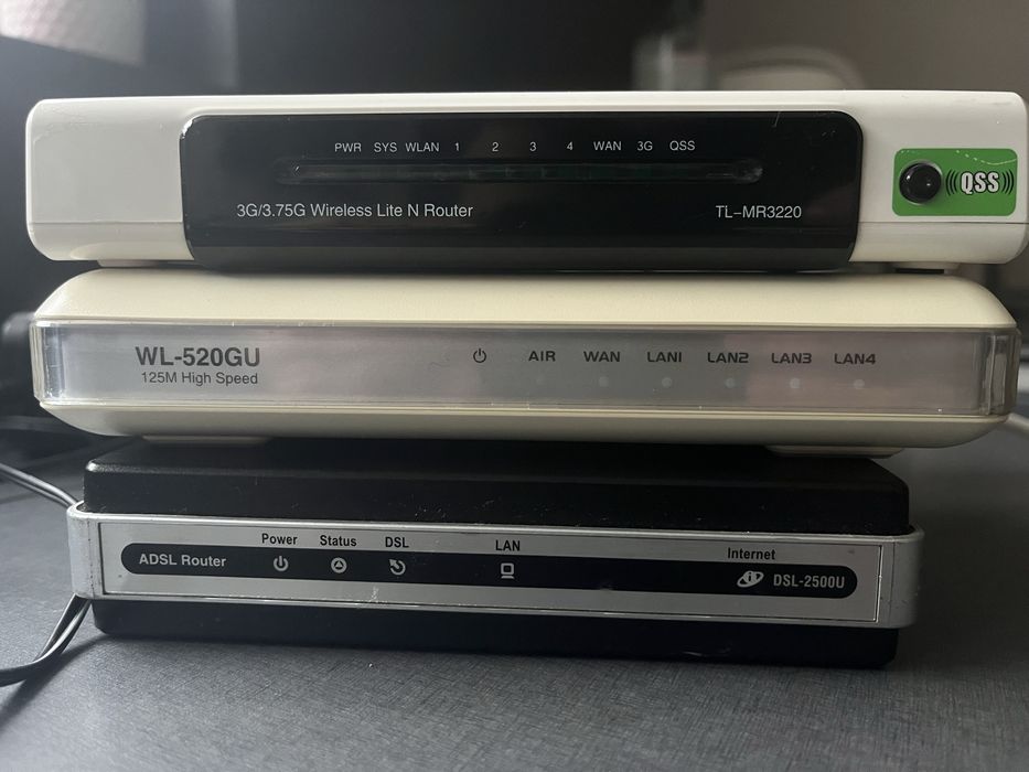 Wifi роутеры, Tp-link mr3220, asus wl-520GU, dsl-2500u