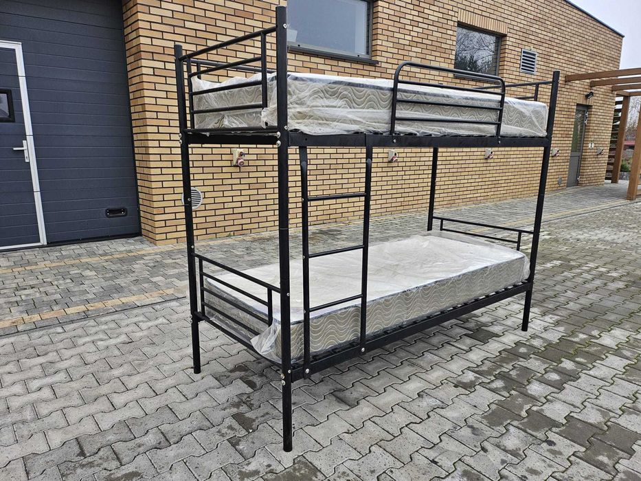 Łóżko piętrowe metalowe + 2x materac