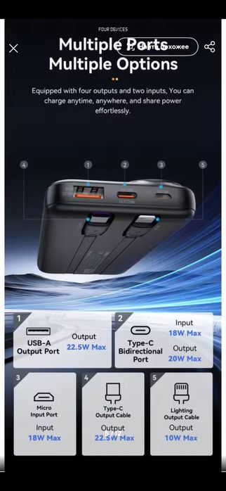 Essager 22,5 Вт Power Bank 10000 мАч