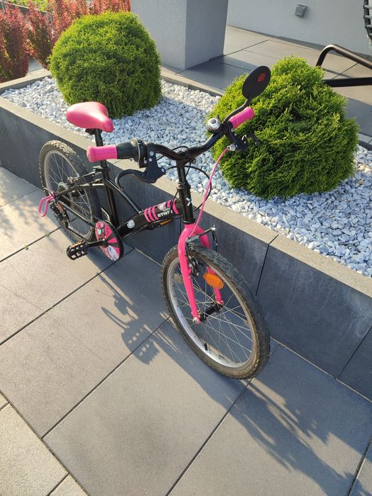 Rower dziewczęcy BTWIN 20 cali róż czarny