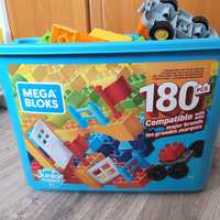 Mega bloks + klocki LEGO Duplo stacja paliw + pociąg z owocami