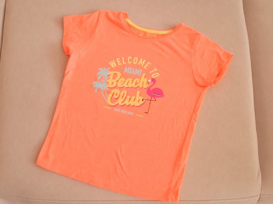 Praktycznie nowa koszulka primark 122 koralowa flaming morelowa tshirt
