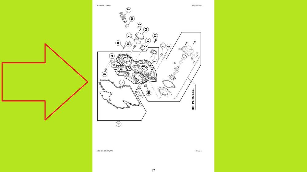RENAULT/CLAAS ARES 836, 826 4PS/FPS katalog części po POLSKU!