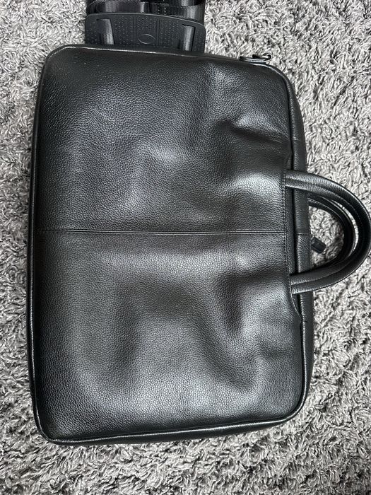 Czarna skórzana torba na laptopa Wojas