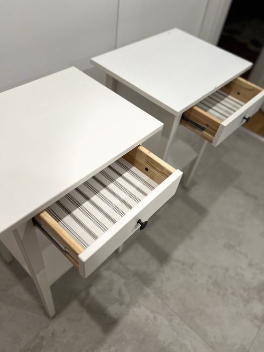 Stolik nocny Ikea Hemnes lite drewno biały bejcowane szuflada