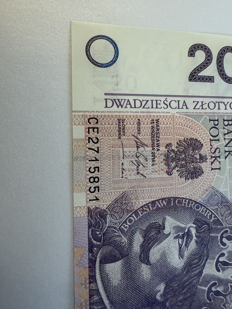 Nowy bankot 20 zł stan unc