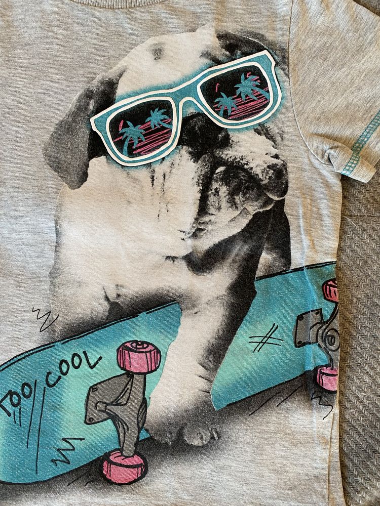 Koszulka T-shirt Top bluzka z pieskiem 3-4 lat 100% bawełna F&F lato