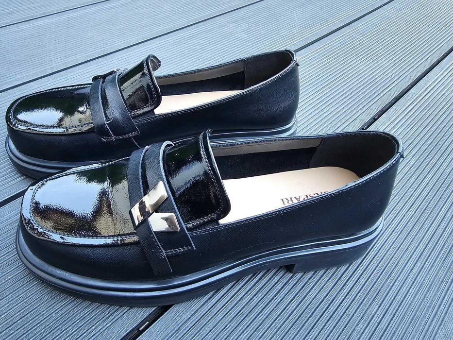Buty półbuty mokasyny damskie czarne Cesare Gaspari