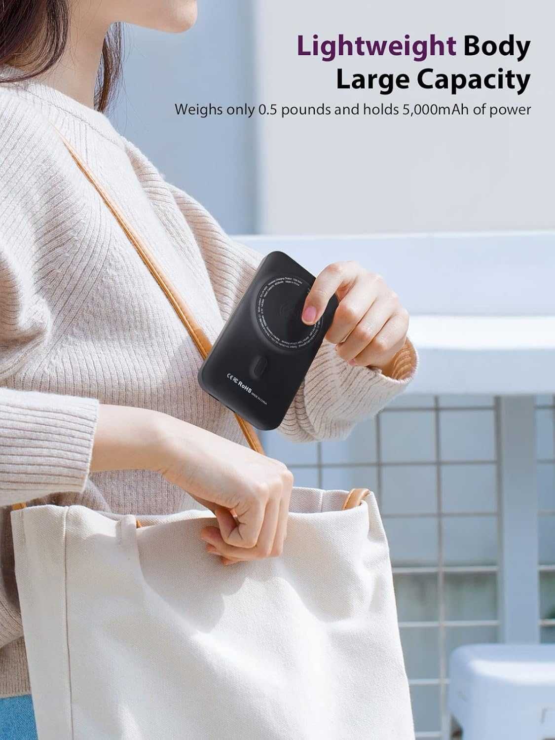 Moman MC1 Powerbank magsafe 5000mAh 15W iPhone 16/15/14/13/12 latarka