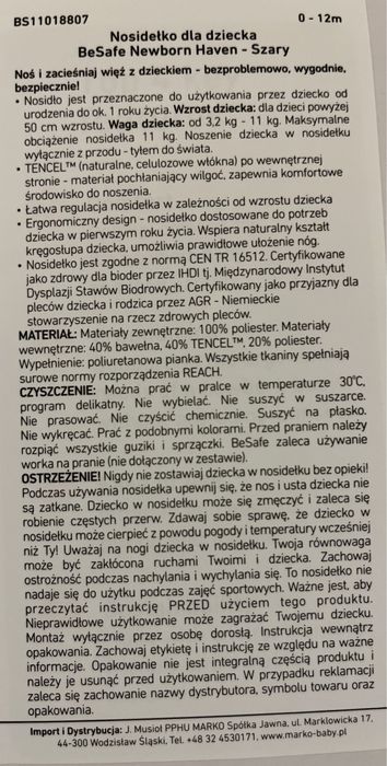 Nosidełko Be Safe Newborn nosidło prawie jak chusta