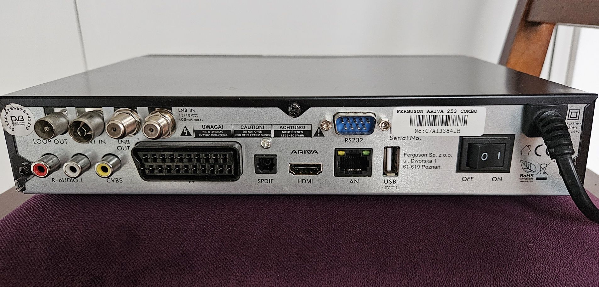 Tuner saletitarny Cccam, Ariva 253 Combo Ferguson