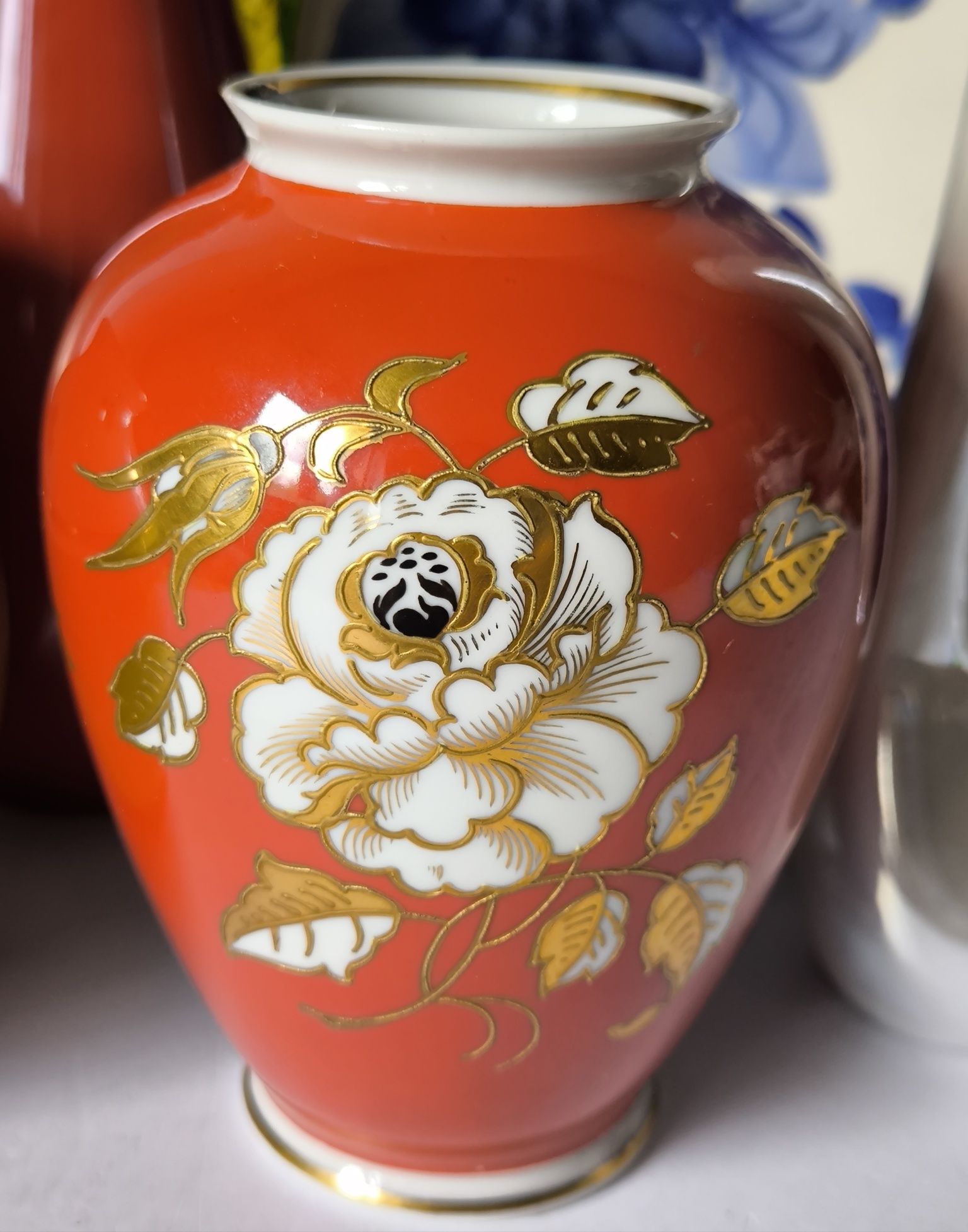 Wazon Wallendorf piękna stara porcelana złocona