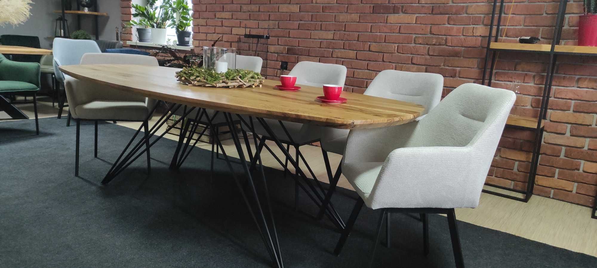 stół lity dąb owalny krawędź zacięta 240x100 producen dostępny od ręki