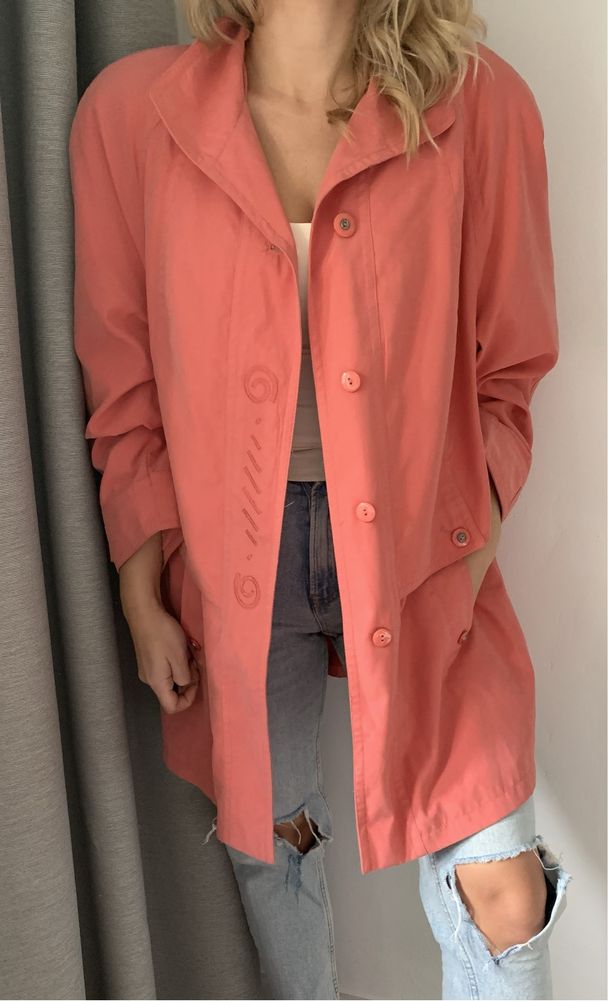Koralowa kurtka vintage unikatowa oversize retro 4XL