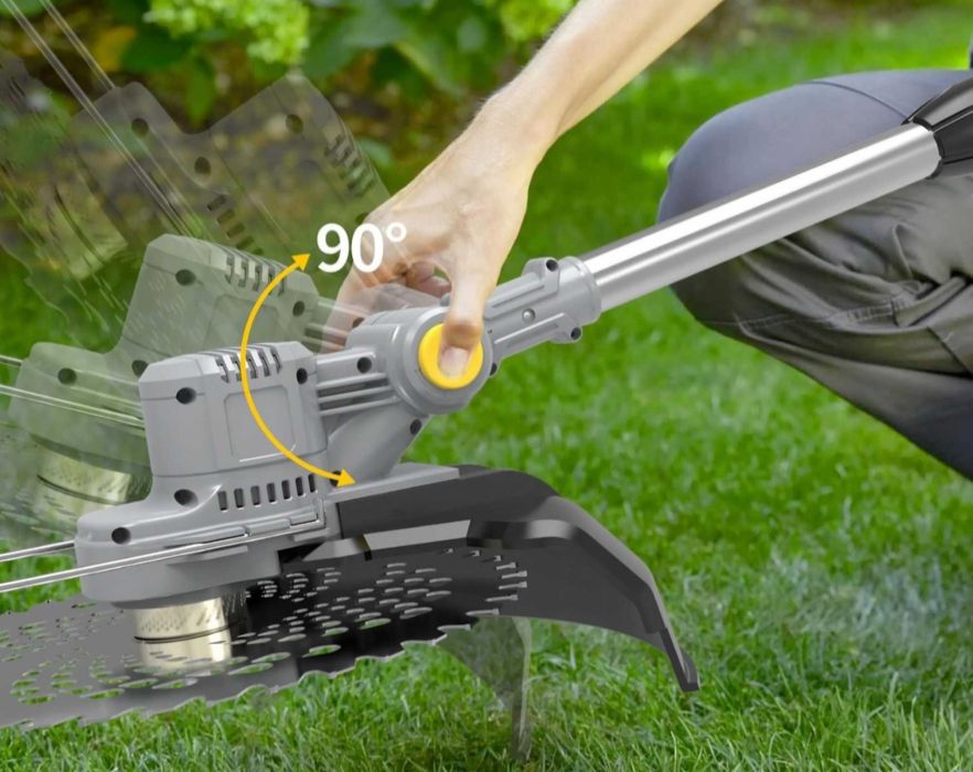 Akumulatorowa podkaszarka do trawy z 2x akumulator 4ah. Szara