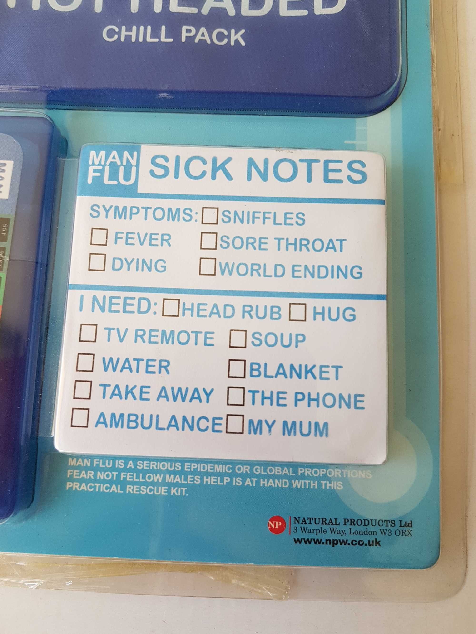 MANFLU Rescue Kit Zestaw dla mężczyzny Okład chłodzący czoło Termometr