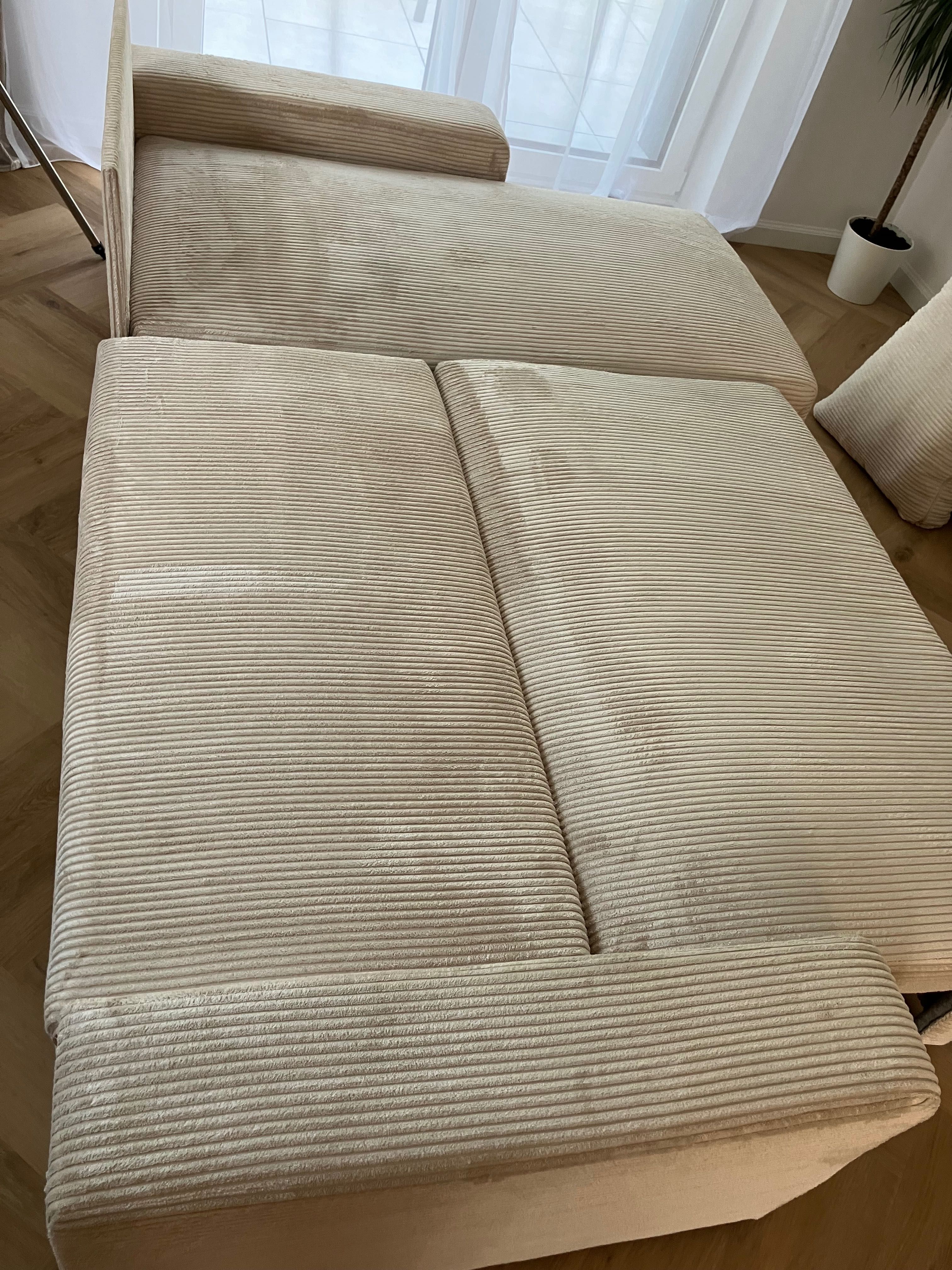 Sofa/narożnik - kolor beżowy sztruks stan bardzo dobry