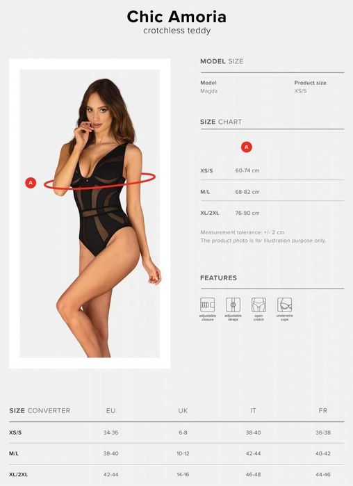 Body Obsessive Chic Amoria czarne M/L, nowe