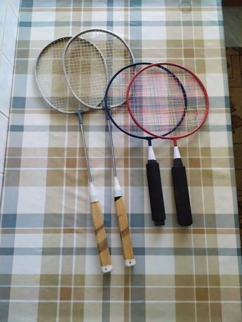 4 paletki do badmintona stare z PRL aluminiowe i stalowe