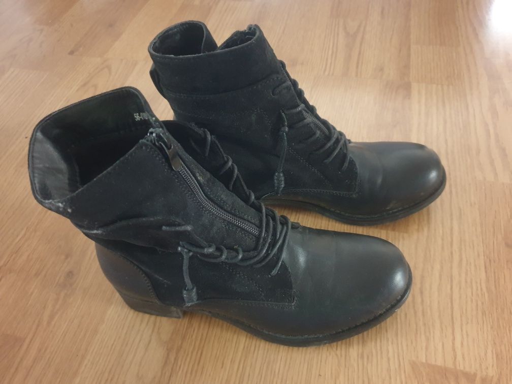 Josef Seibel buty półbuty trapery botki damskie wiązane r.38 czarne