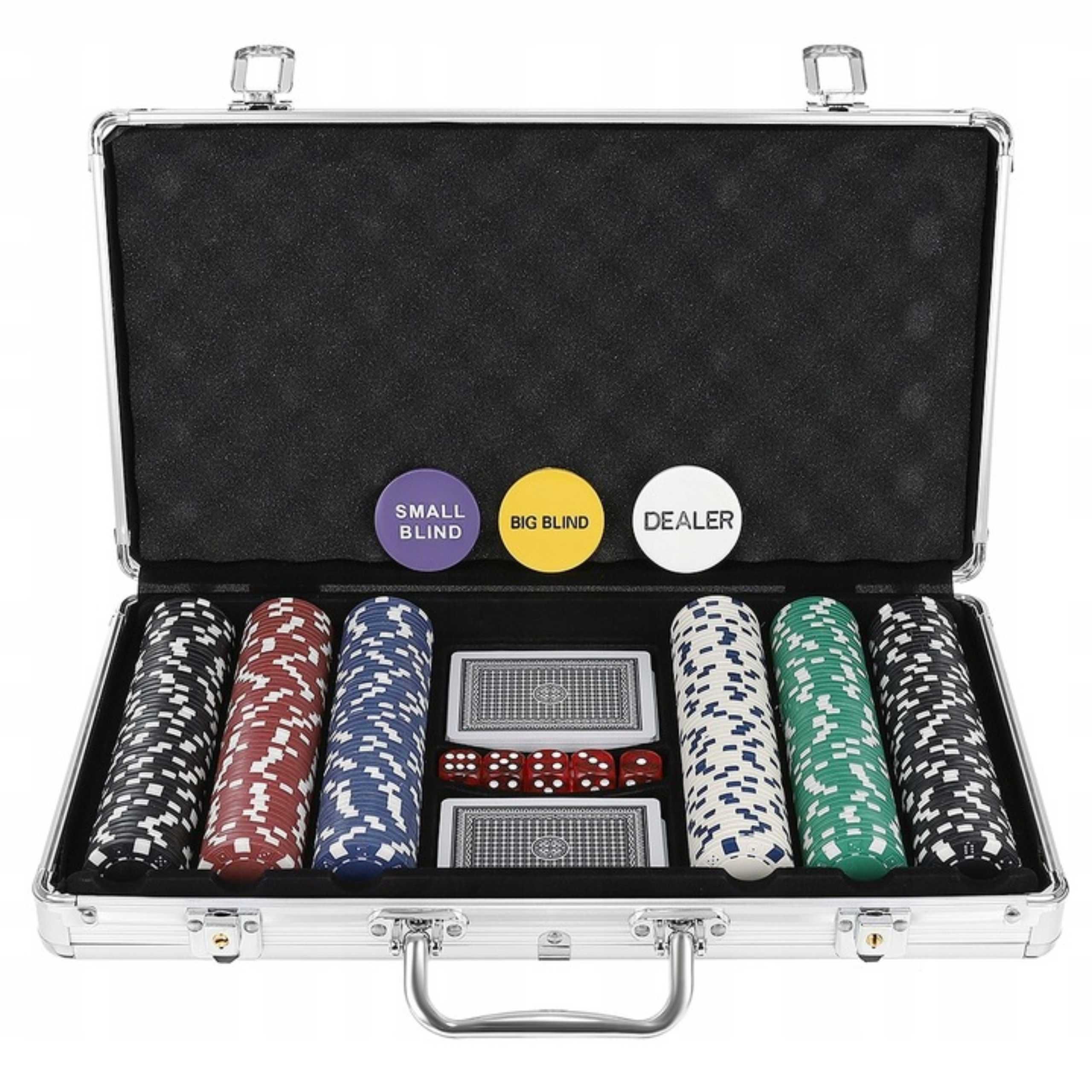 Zestaw do Pokera Żetony 300 Żetonów Texas Poker Karty + Walizka