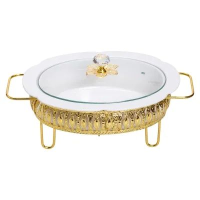 Мармітниця порцелянова 1.5 л прямокутна на металевій підставці, білий