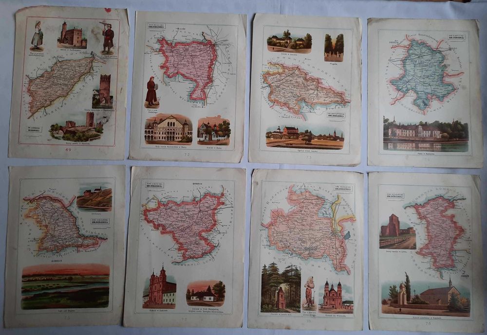 BAZEWICZ Atlas Geograficzny Ilustrowany Królestwa Polskiego 1907 rok.