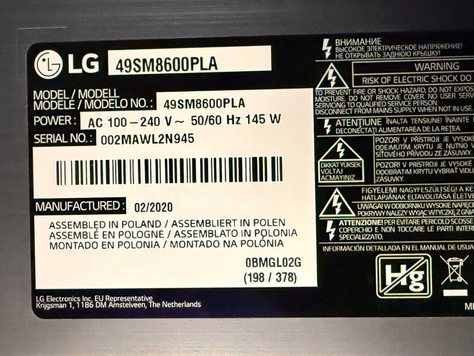 Плата Mainboard EAX68382502(1.1), LG SM8600PLA