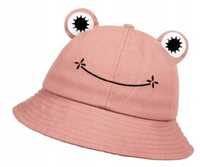 Kapelusz letni Bucket Hat przeciwsłoneczny dziewczęcy różowy żabka